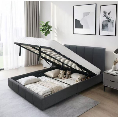 Metro Upholstered Lift Bed Grey Double Metro Upholstered Lift Bed Grey Double